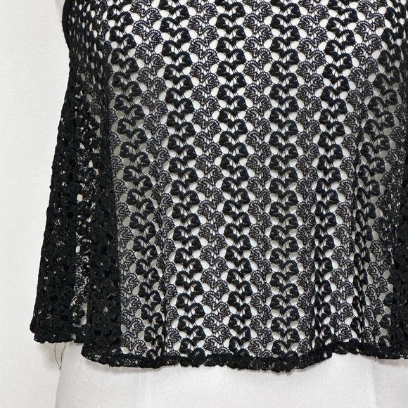 Vintage Y2K Womens Top L Black Sheer Lace A Line Crop Racer Back Tank Whimsigoth - Picture 4 of 11